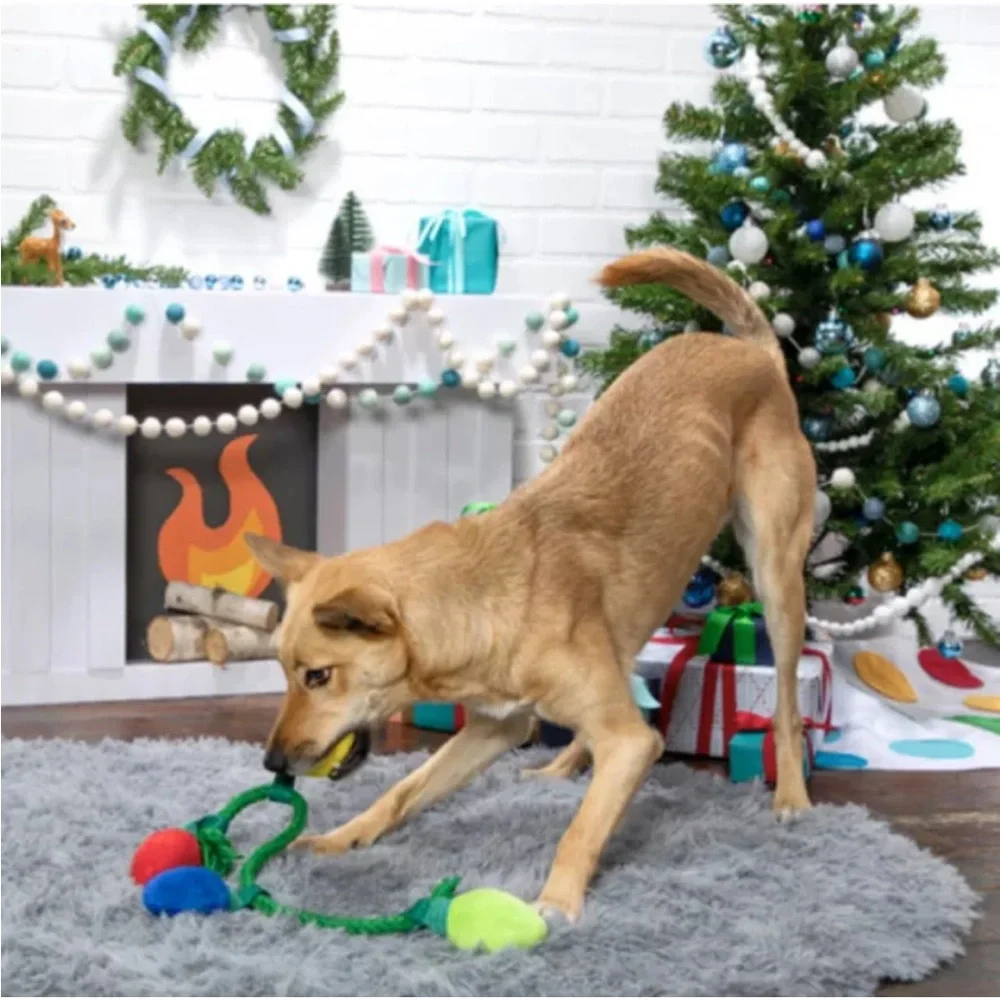 NWT Bark Box Deck The Howls Watt A Delight Multi Squeaker Dog Toy Tug Christmas - Picture 9 of 10
